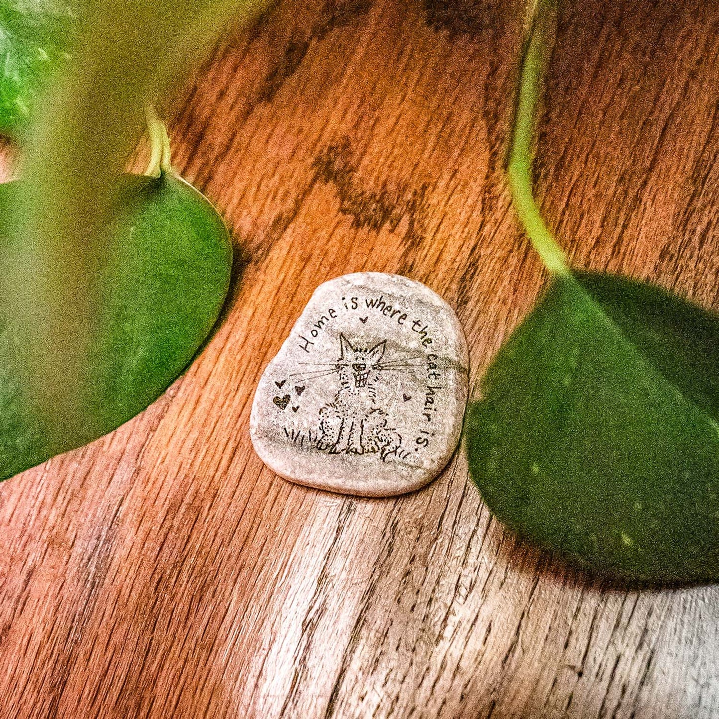 Stone art magnet 14 home is where the cat hair is