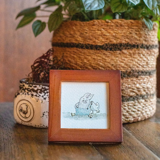 Framed Illustration - 3 pig and chicken