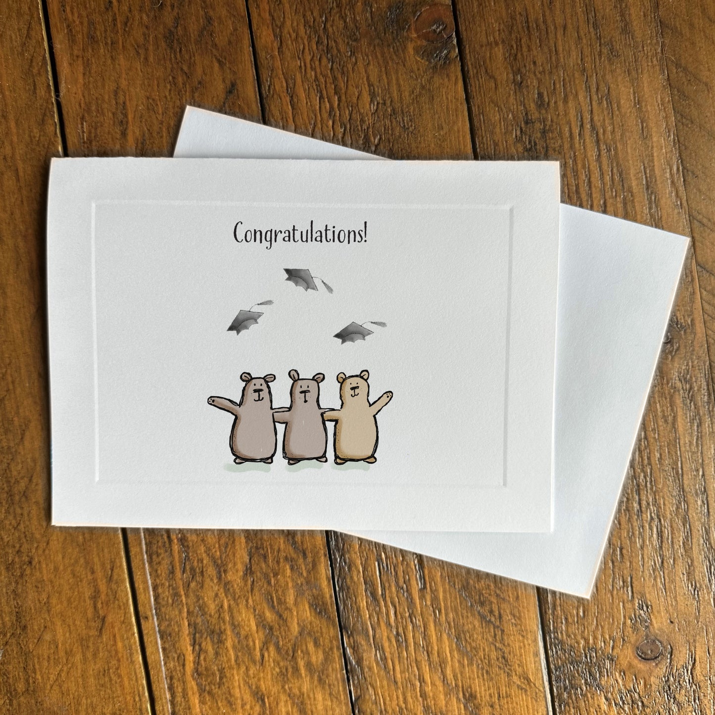 graduation greeting card - bears & caps