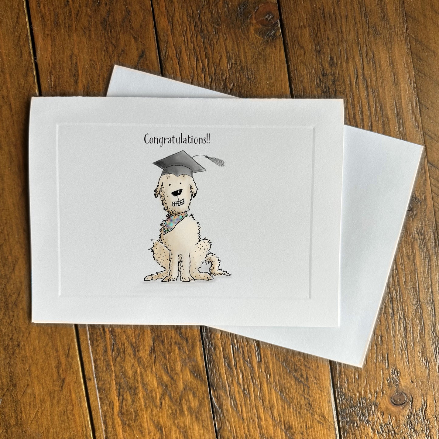 graduation greeting card - dog & cap