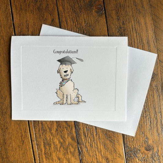 graduation greeting card - dog & cap